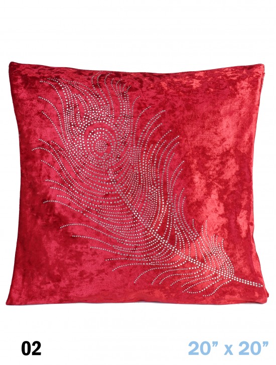 Feather Print Velvet Cushion & Filler